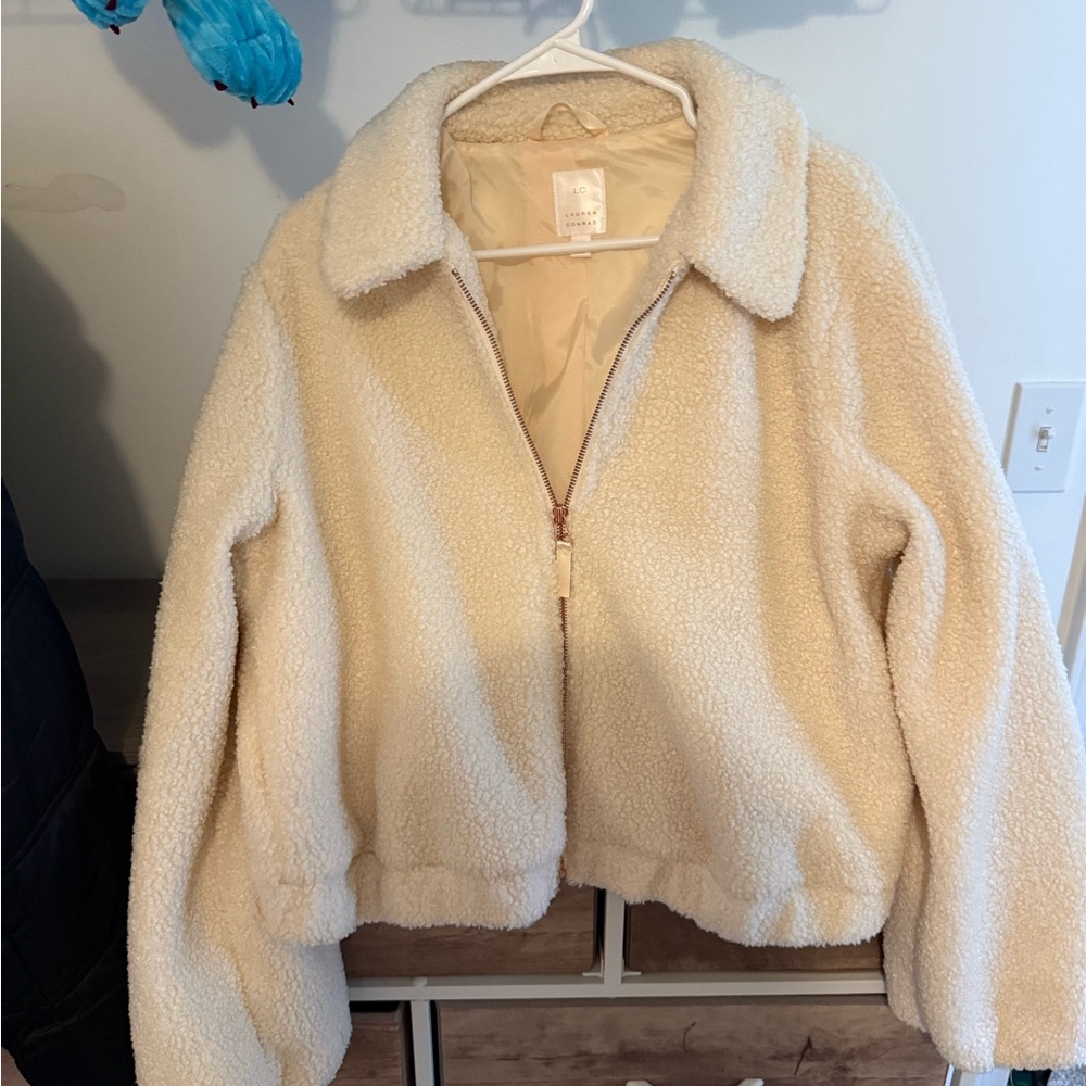 LC Lauren Conrad Cream Sherpa Jacket